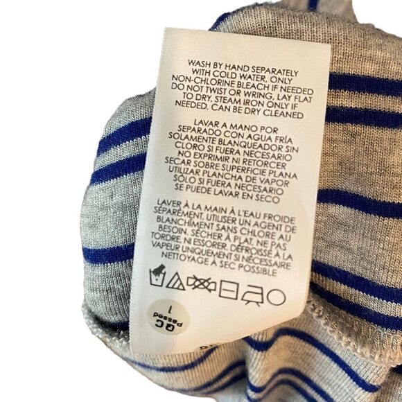 Cabi Sz M Blue Gray Stripe Long Relaxed fit Comfortable Semi-Open Back Tank Top - Picture 6 of 6